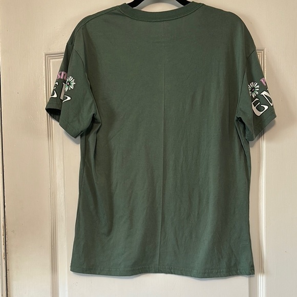 Graphic Green Tee with Pink Floral Accents - Picture 7 of 7